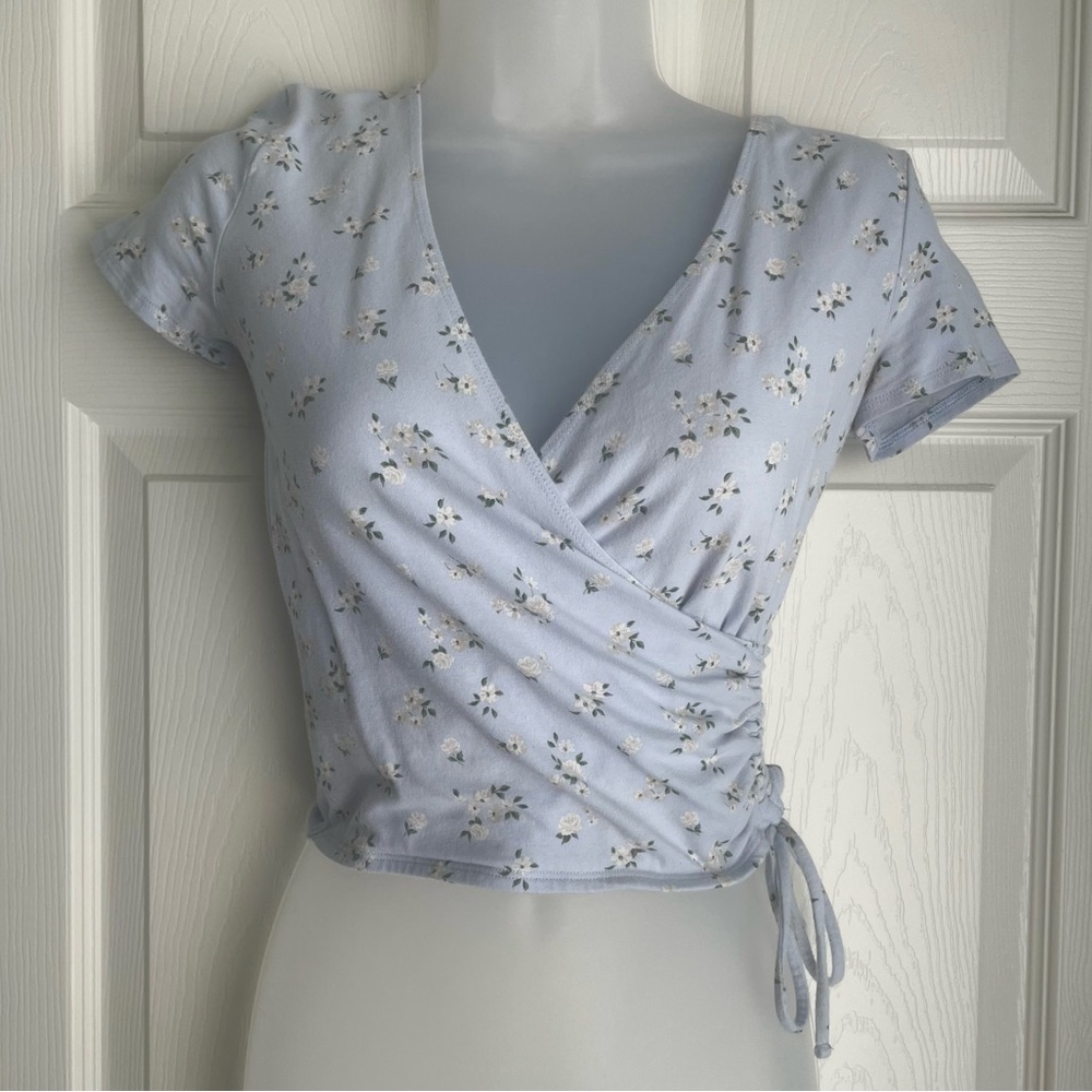 Hollister Purple Wrap Crop Blouse